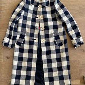 Boden Gingham coat navy and white size 6
